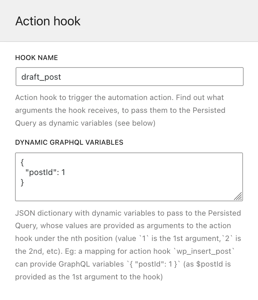 Regola di Automazione - Action hook