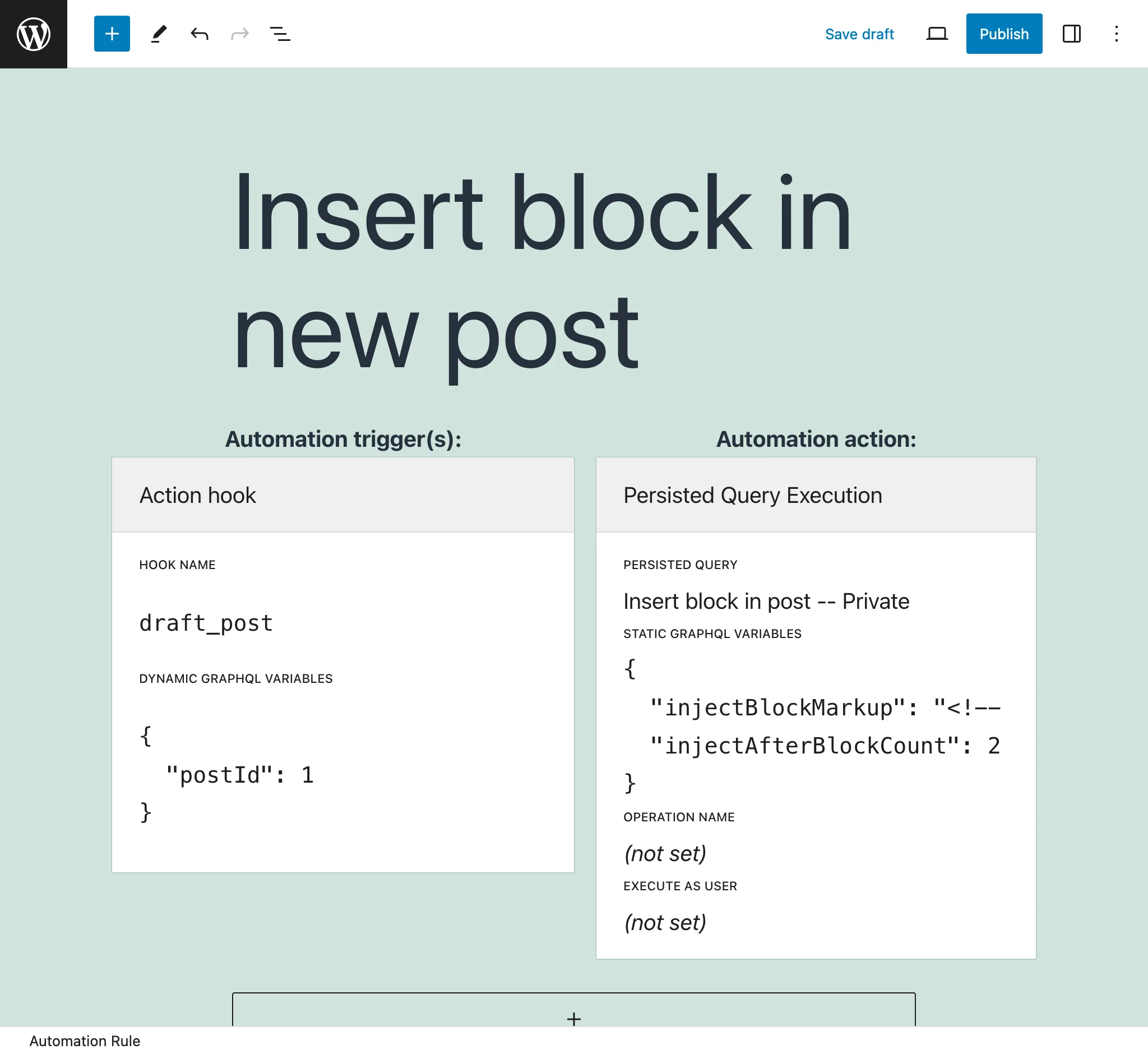 Editor delle regole di automazione