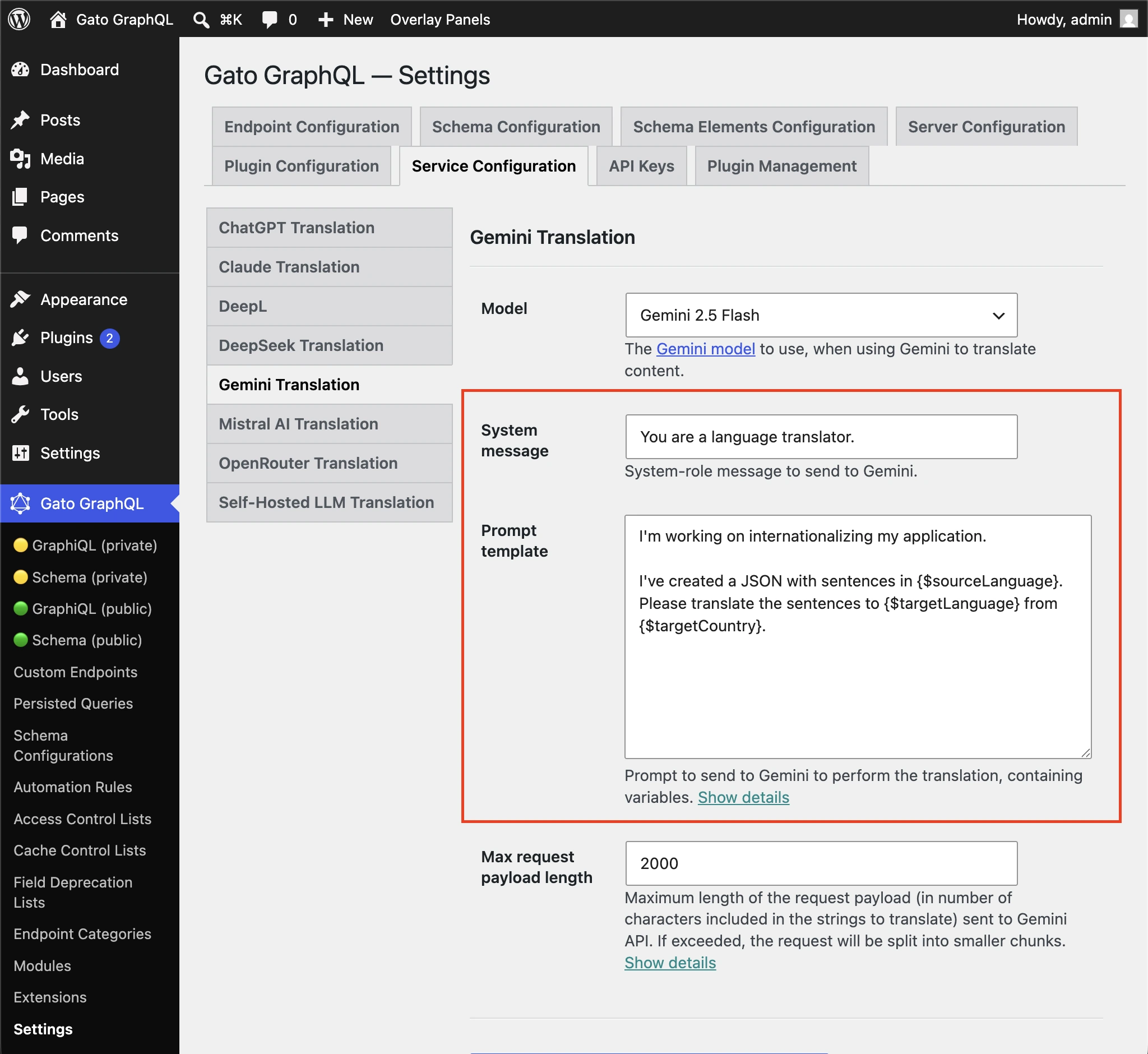 Configurazione del prompt per Gemini