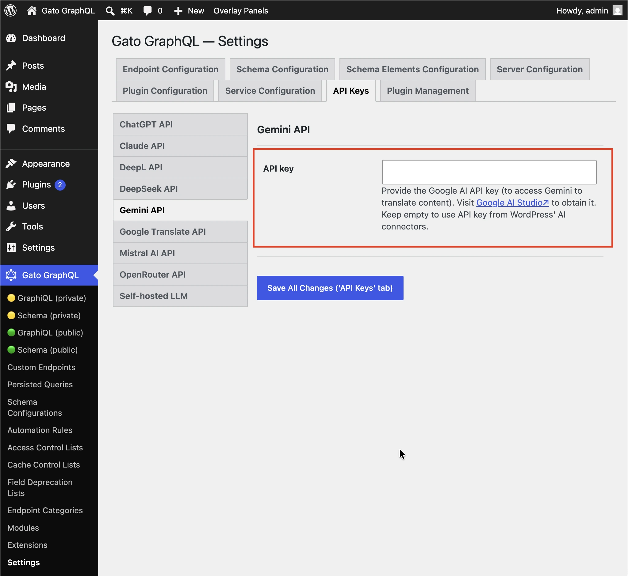 Configurazione della chiave API di Google