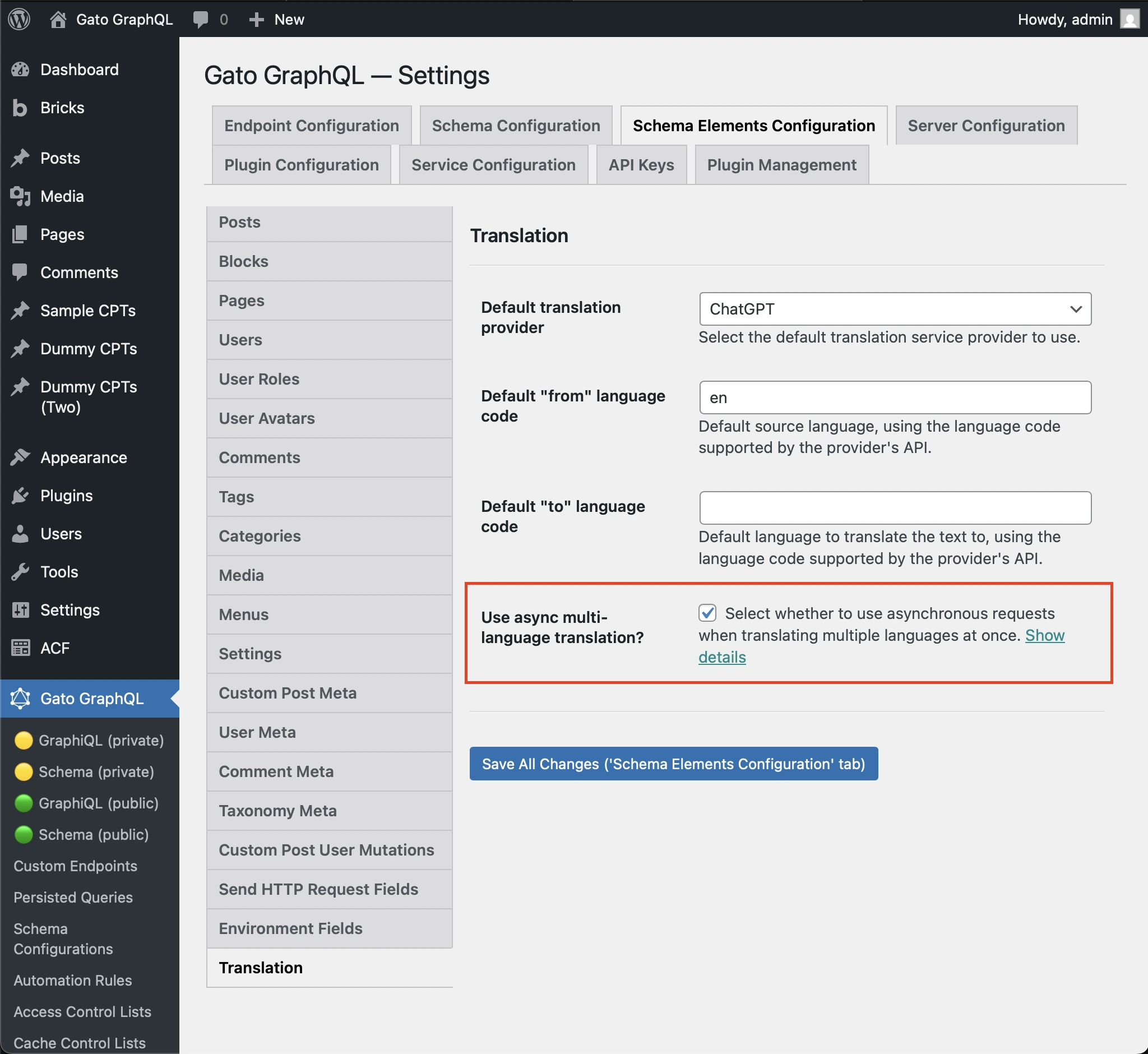 Utilizzo della modalità sync/async per tradurre più lingue contemporaneamente