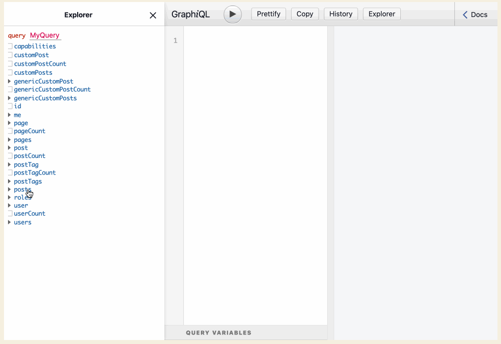 GraphiQL con Explorer