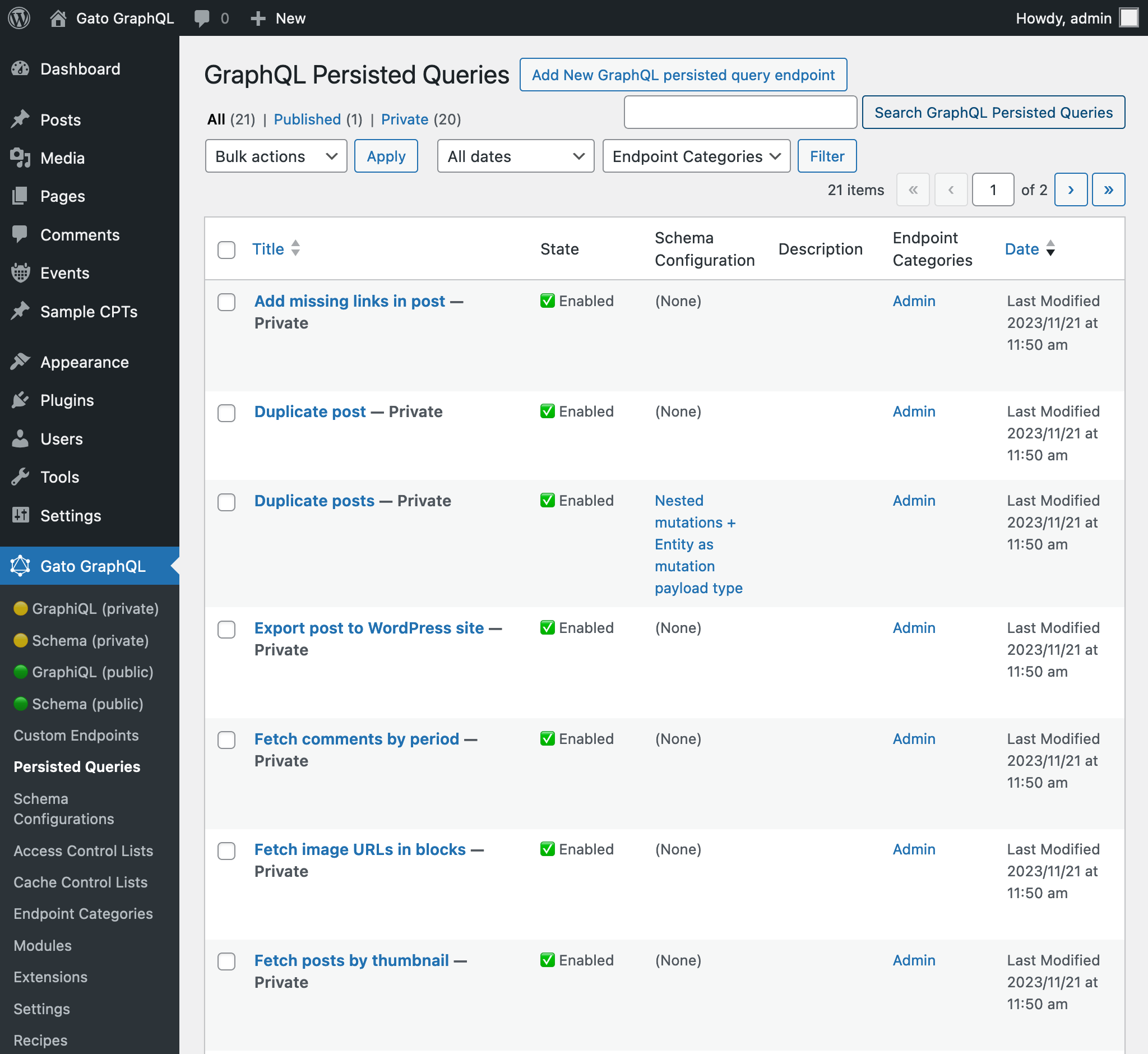 Persisted Queries predefinite