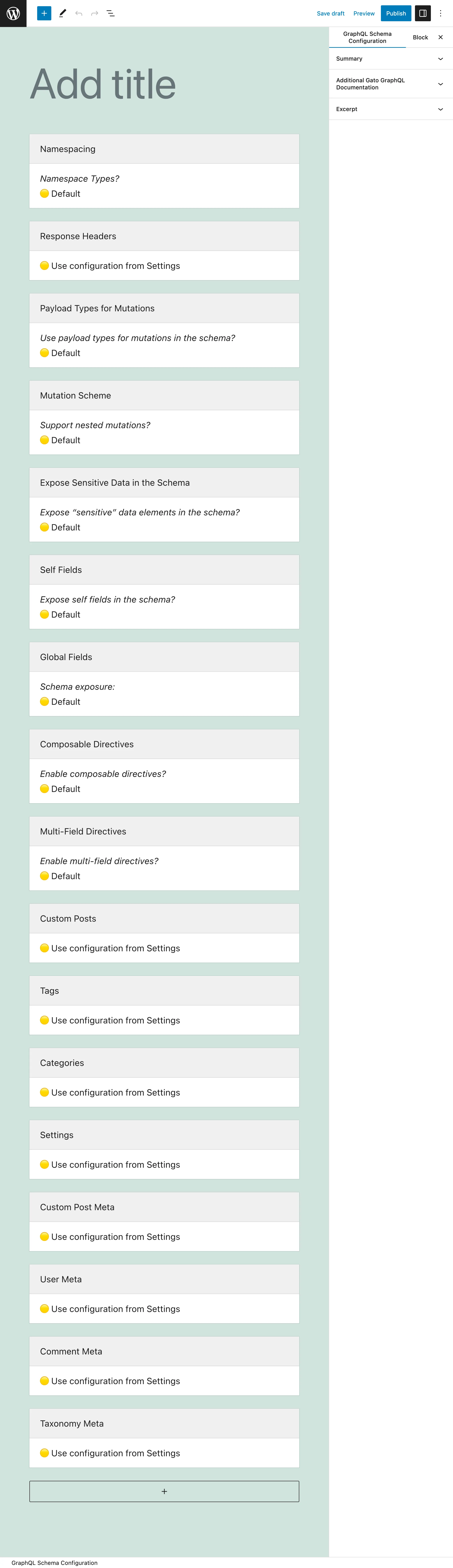 Creare una nuova Configurazione dello Schema