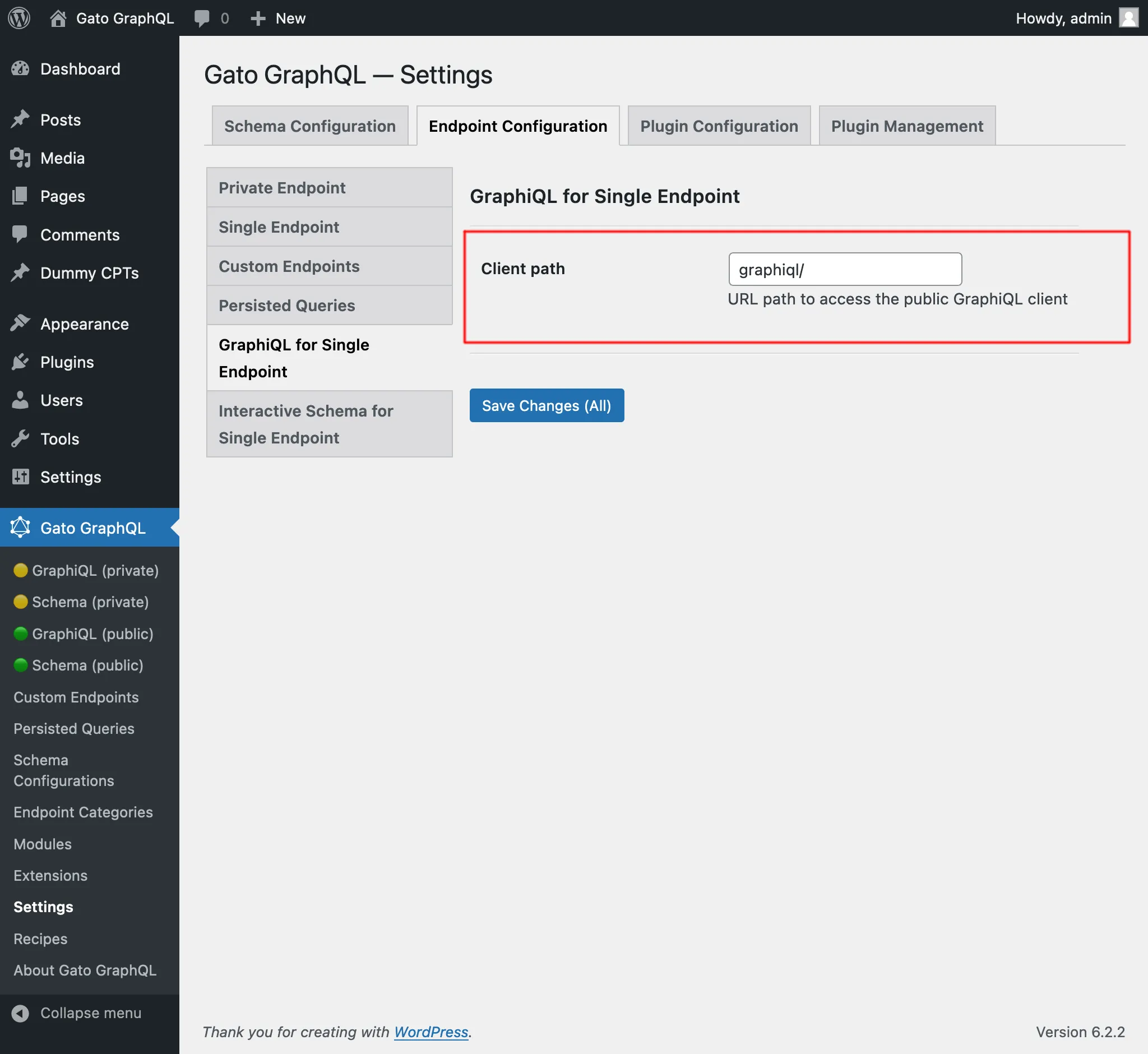 Percorso del client GraphiQL