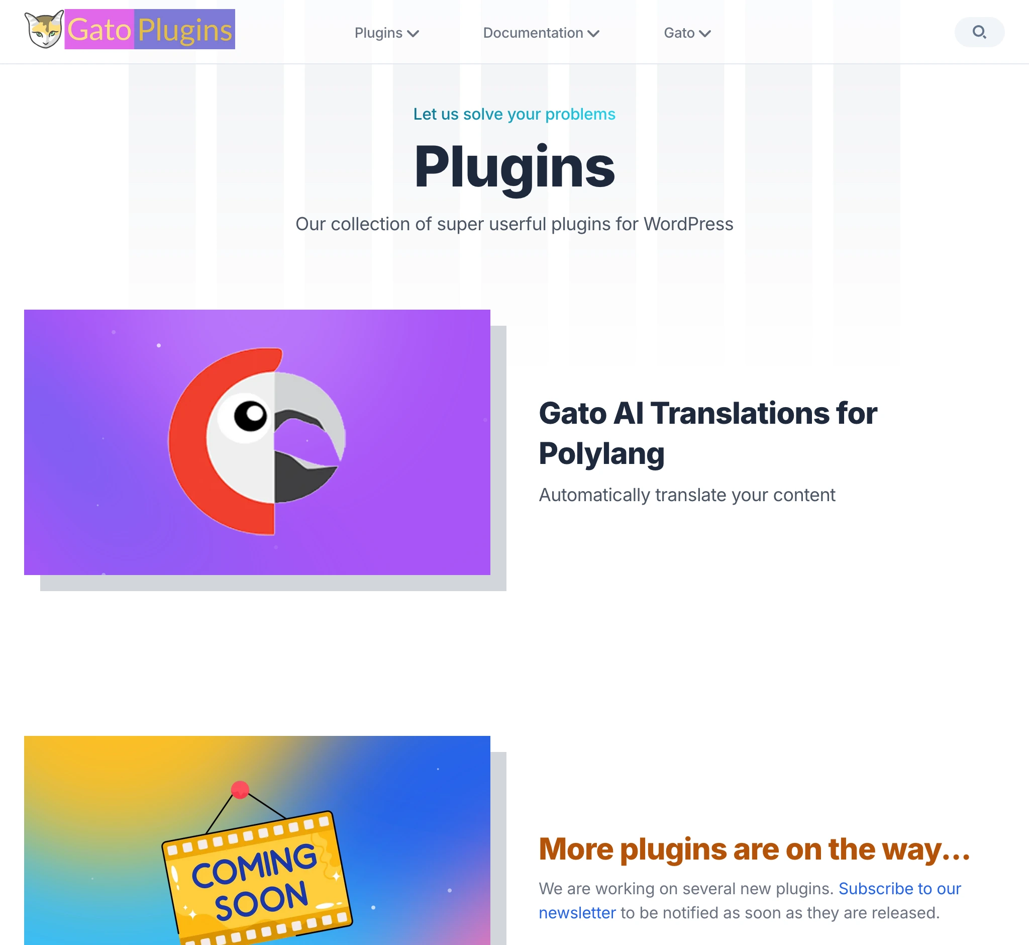 Sezione plugin su gatoplugins.com