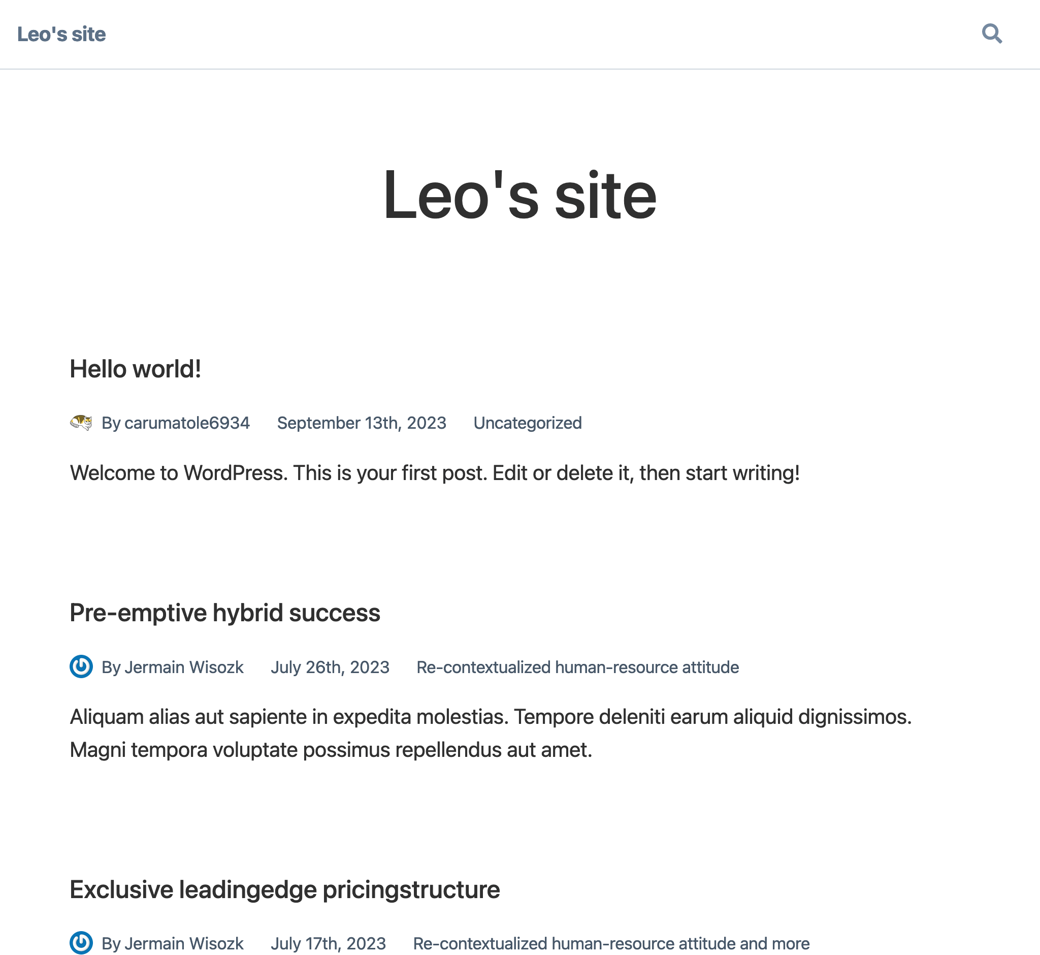 Sito web che utilizza lo starter WordPress con Next.js per Gato GraphQL